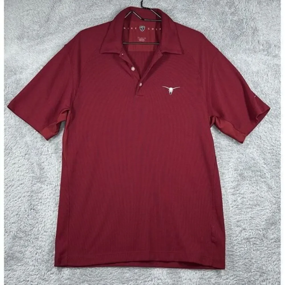 Nike Texas Longhorns Polo Shirt Mens L Red‎ Dri Fit Collar Golf